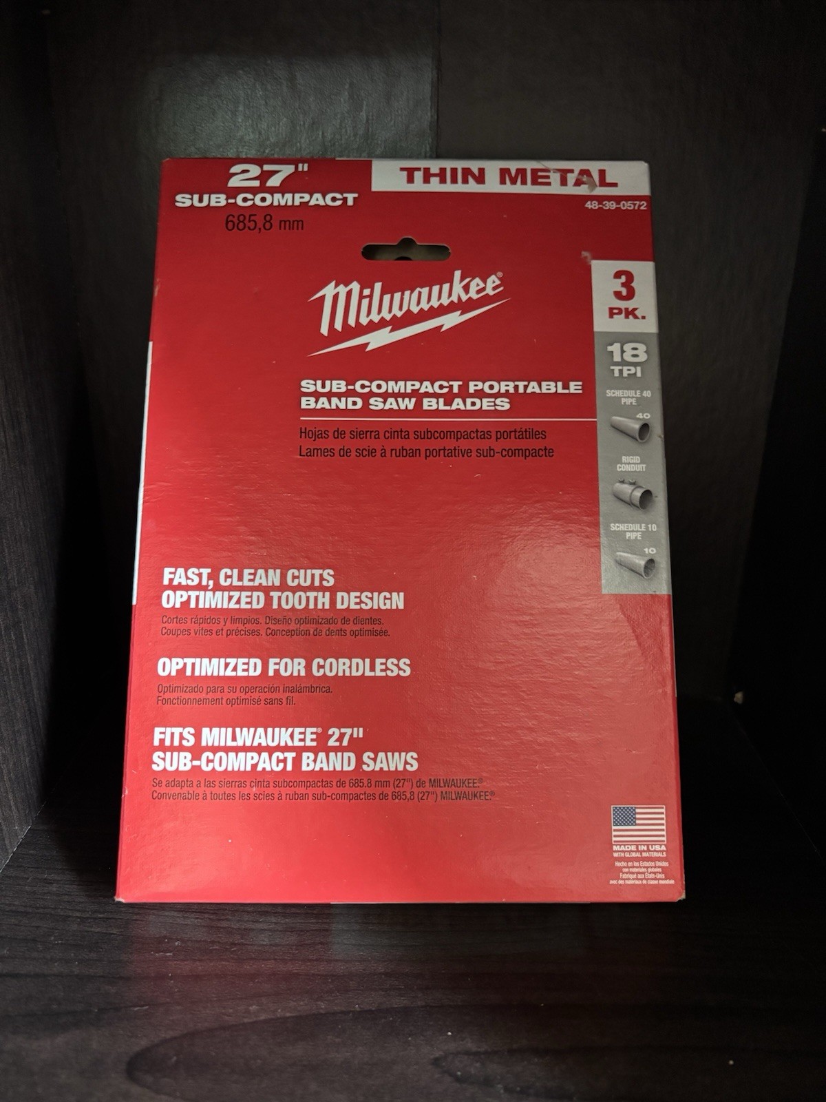 Milwaukee 27-Inch 18-TPI Sub-Compact Band Saw Blade 3-Pack for Portable Cutting