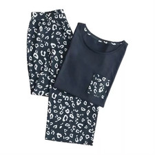 Avon Navy Leopard Print PJs Pyjamas Cotton Sizes 8-10 12-14 16-18 & 20-22 Sealed