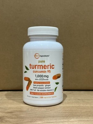 High Potency Turmeric Curcumin 95% with Black Pepper & Ginger   120 Veg Caps