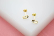 18K Gold Filled CZ Cubic Zirconia Stone Stud Earrings L80 