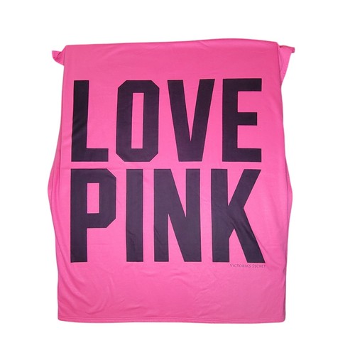 Victoria Secret Love Pink Throw Blanket Pink With Black Lettering 50" X 60" HTF - Picture 1 of 13