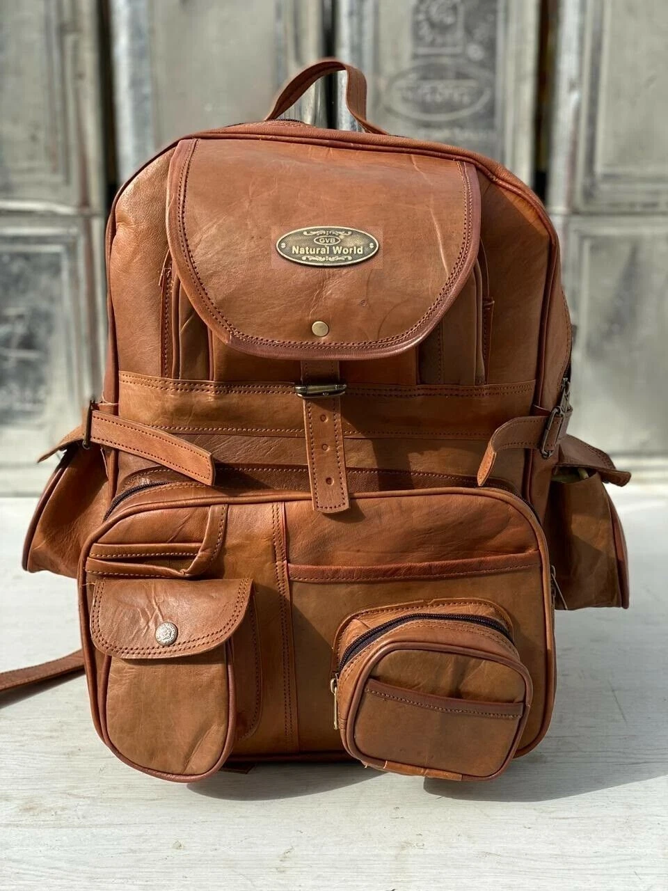 Leather Bag Backpack Travel Rucksack Vintage Laptop Men's Large Real Handmade