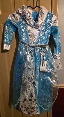 Princess Factory Disguise Costume Child Sz 7-8 Blue Silver Snowflakes New 