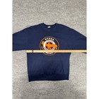 Navy VTG Jerzees sweatshirt with large orange eagle logo and stars on chest, white memorial text reads “World War II.”