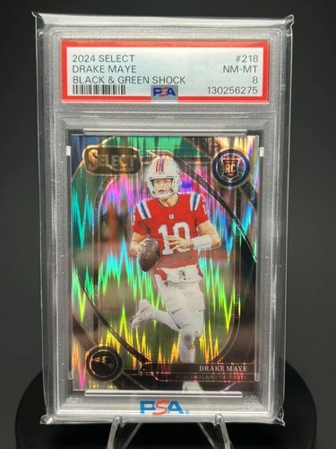 2024 Select Drake Maye Club Level ROOKIE Black & Green SHOCK PSA 8 NM-MT