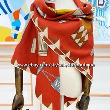 2025 Sallys 70% Cashmere 30% Silk Stole Gloves Print Double Face Scarf Shawl 53"