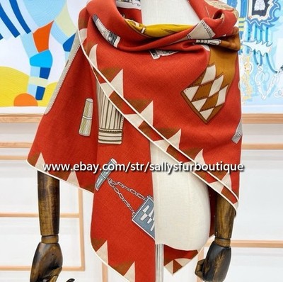 Sallys 70% Cashmere & 30% Silk Stole Gloves Print Double Face Scarf Shawl 53''