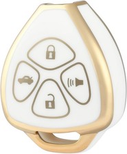 for Toyota Key Fob Cover, Soft TPU Protection Case Fit Gold White