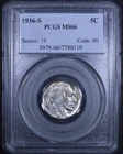1936-S Buffalo Nickel - 5c PCGS MS66 - Nice Flashy Coin!
