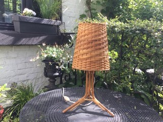 DESIGN LAMPE EN ROTIN LOUIS SOGNOT AUDOUX MINET RATTAN LAMP 1960