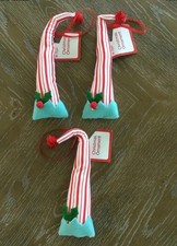HOLIDAY STYLE Christmas Ornaments Elf Hats Striped Set Of 3