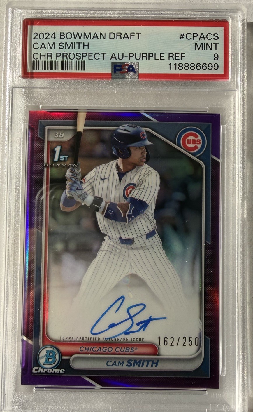 2024 Bowman Draft - Chrome Prospect Autographs Cam Smith #CPA-CS Purple Ref /250