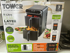 Tower Vortx 11L Dual Layer Air Fryer 2400W Black 8 Programmes Basket