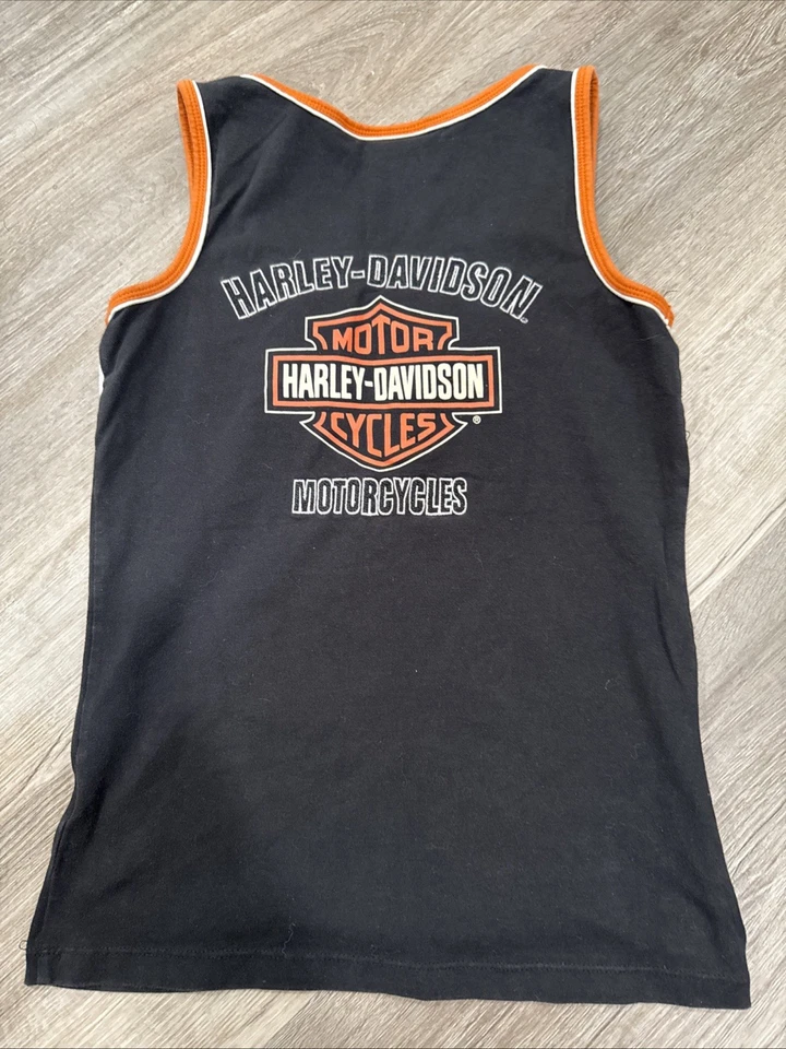 Camiseta sin mangas Harley-Davidson para mujer negra blanca a rayas 2008 talla XS excelente estado Foto 4 de 4