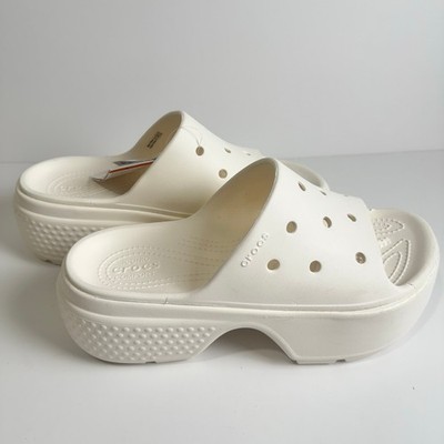 CROCS Stomp Slide Sandals White Unisex Women s 9 Mens 7 Summer Casual Beach NWT