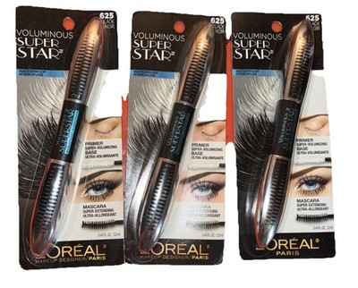 3 Pack L'Oreal Paris Voluminous Waterproof Mascara & Primer Black 625