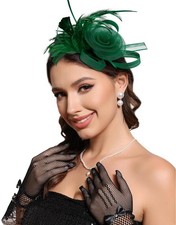 Fascinators Hats for Women Tea Party Headband Cocktail Wedding Headwear Green