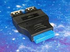 USB 3.0 20-Pin Motherboard Header to Dual USB 3.0 A Female Adapter Plug