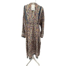 NWT Womens Medium Boho Dress Floral Forest Fairy Maxi Tiered Cottagecore Peasant