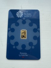 Royal Mint Britannia 1g Gold Bar 24K 999.9 Fine Sealed Assay Card New Style 