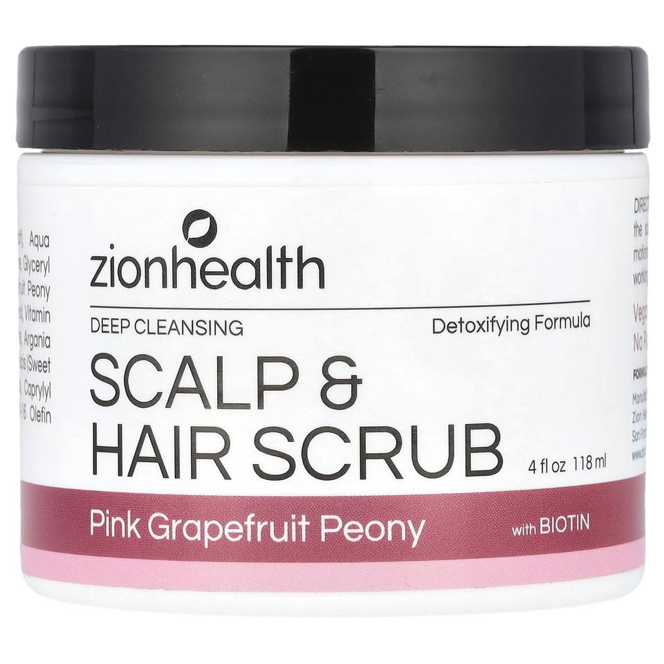 Scalp & Hair Scrub with Biotin, Pink Grapefruit Peony, 4 fl oz (118 ml)
