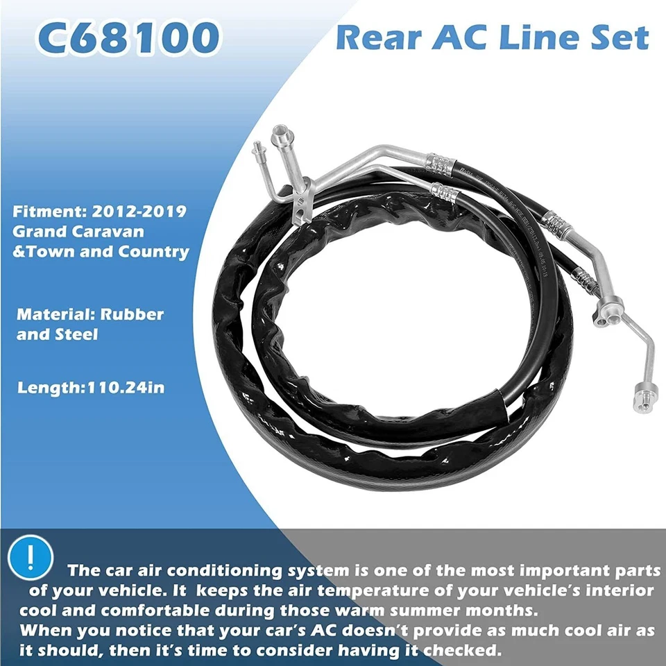 For 2012-2019 Dodge Grand Caravan Rear AC Line Set Air Conditioning Hoses C68100 - Image 2 of 4
