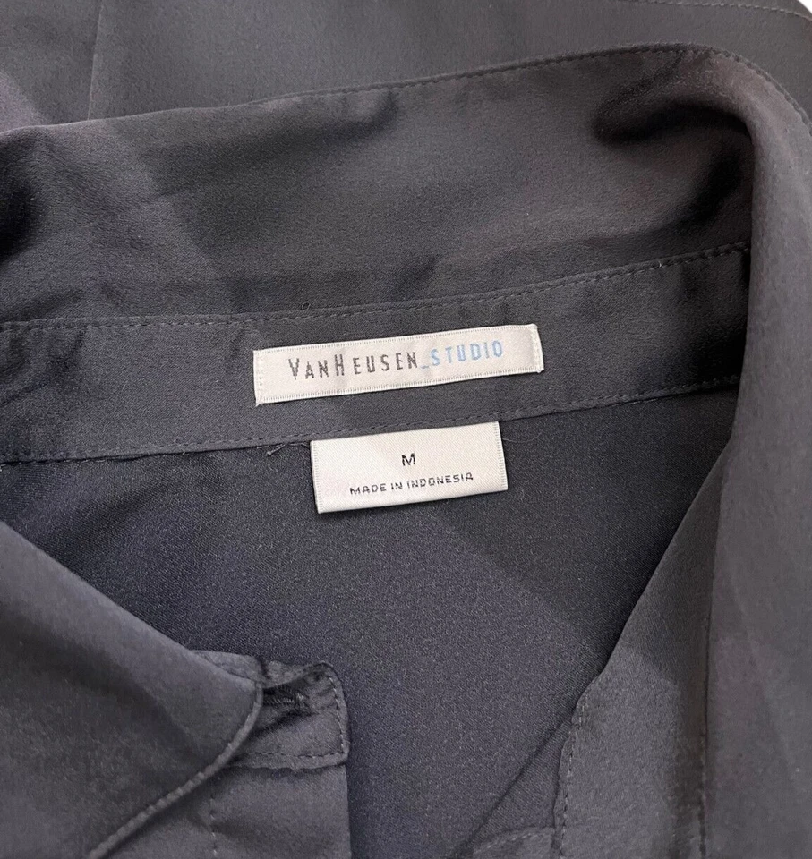 Camisa Van Heusen Studio para mujer mediana gris carbón manga larga abotonada Foto 3 de 3