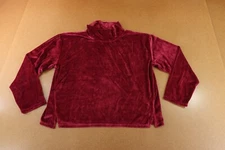 Garnet Hill Womens Large Ruby Velvent Long Sleeve Turtleneck Pullover Top NWT