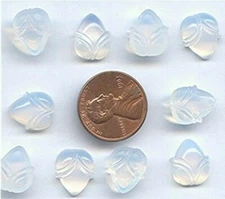 24 VINTAGE WEST GERMAN GLASS OPAL CARVED ACORN 12mm. CAMEOS  R304