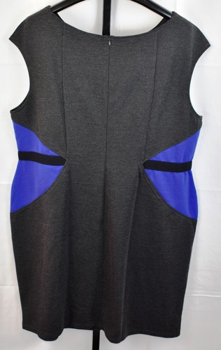 Bodycon Kleid Übergröße 2X dunkelgrau und royalblau Flügelärmel Ponte Strick - Bild 2 von 2