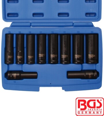 BGS Tools 1/2'' Deep Impact Sockets 10-24mm 10 Piece Set 5206