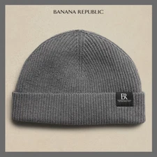 NWT - Banana Republic Ribbed Organic Cotton Beanie, Heather Gray Men/Women - $50
