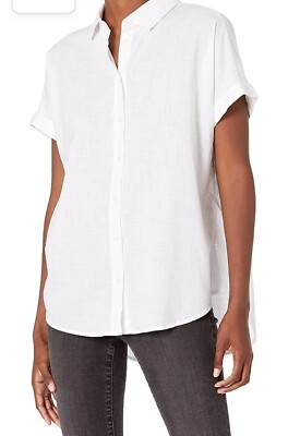 GoodThreads Ladies SMALL White Shirt Button-Up Short Sleeve BRAND NEW w TAGS