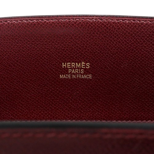 HERMES White Bus Large Model Handbag Couchevel Calfskin, Rouge Ash - Picture 9 of 13