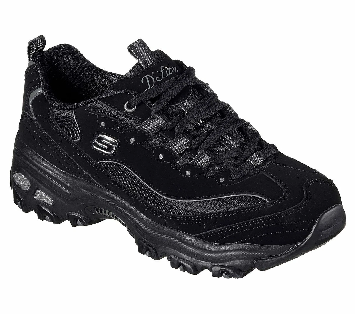Skechers Shoes Women Wide Fit Black Dlite Sport Comfort Casual Memory Foam 11930