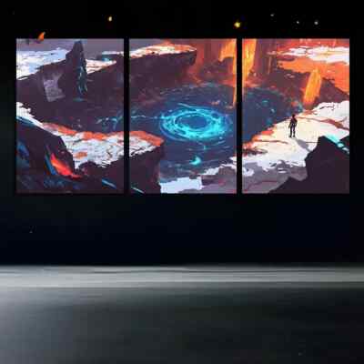 3pcs  Abstract Space and Sea Surface Design Canvas Unframed