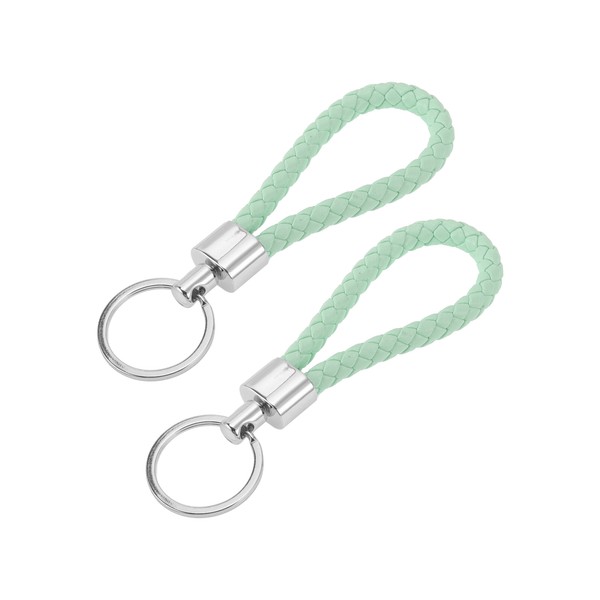 Auto-SchlüSselanhäNger Mit Ring,Leder,Zinklegierung,Silberfarben,GrüN,2 StüCk-image