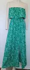 NWT WOMEN'S ANNEBOUTI STRAPLESS BOHO FRONT SLIT MAXI DRESS Size XS Floral Rayon