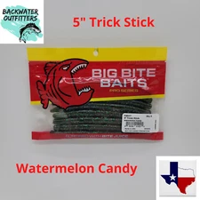 Big Bite Baits Pro Series 5" Trick Stick Watermelon Candy 8pck Bass Soft Plastic