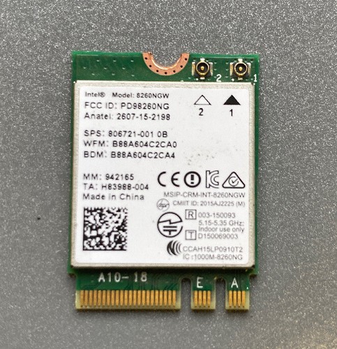 Intel 8260NGW Wireless AC Dual Band Network & Bluetooth 4.2 Card 2230 - Picture 2 of 2