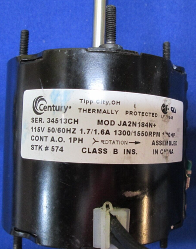 Century Motor LR12645 115V 50/60HZ 1300/1550RPM MODEL JA2N184N+