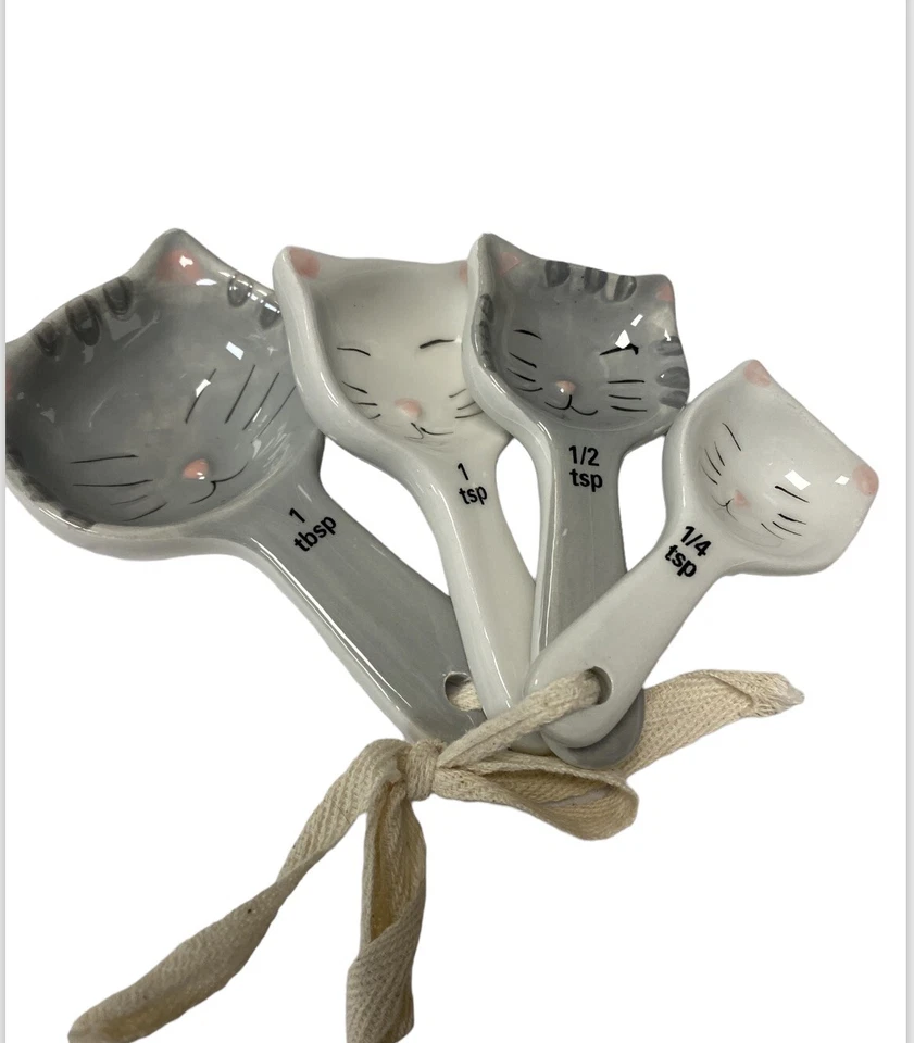 World Market Cat Shaped Ceramic Measuring Spoons SEE PHOTOS - Kitty- Cooking - Image 3 of 4