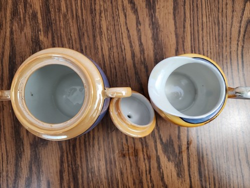 Azucarero Lusterware pintado a mano con diseño de isla de tapa en crema Japón frágil - Imagen 5 de 18