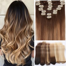 Clip In 100% Remy Human Hair Extensions Full Head/12" 14" 16" 18" 20" 22" 8 PCS