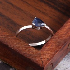 Natural Blue Sapphire Gemstone with 925 Sterling silver Ring for women's J7987