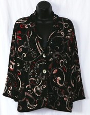 CHICO'S TRAVELERS Two Button Blazer Style Print Jacket 40 In Chest Sz 1 M EXC