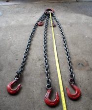 NEW 3/8" CHAIN SLING, 3-LEG 48" (4') with Adjusters, CM Herc-Alloy 10-8 Mil-Spec