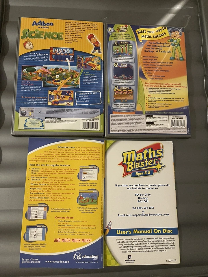 2 raros juegos educativos para PC para niños - Matemáticas Blaster y Adiboo presenta ciencia CD Roms Foto 2 de 4