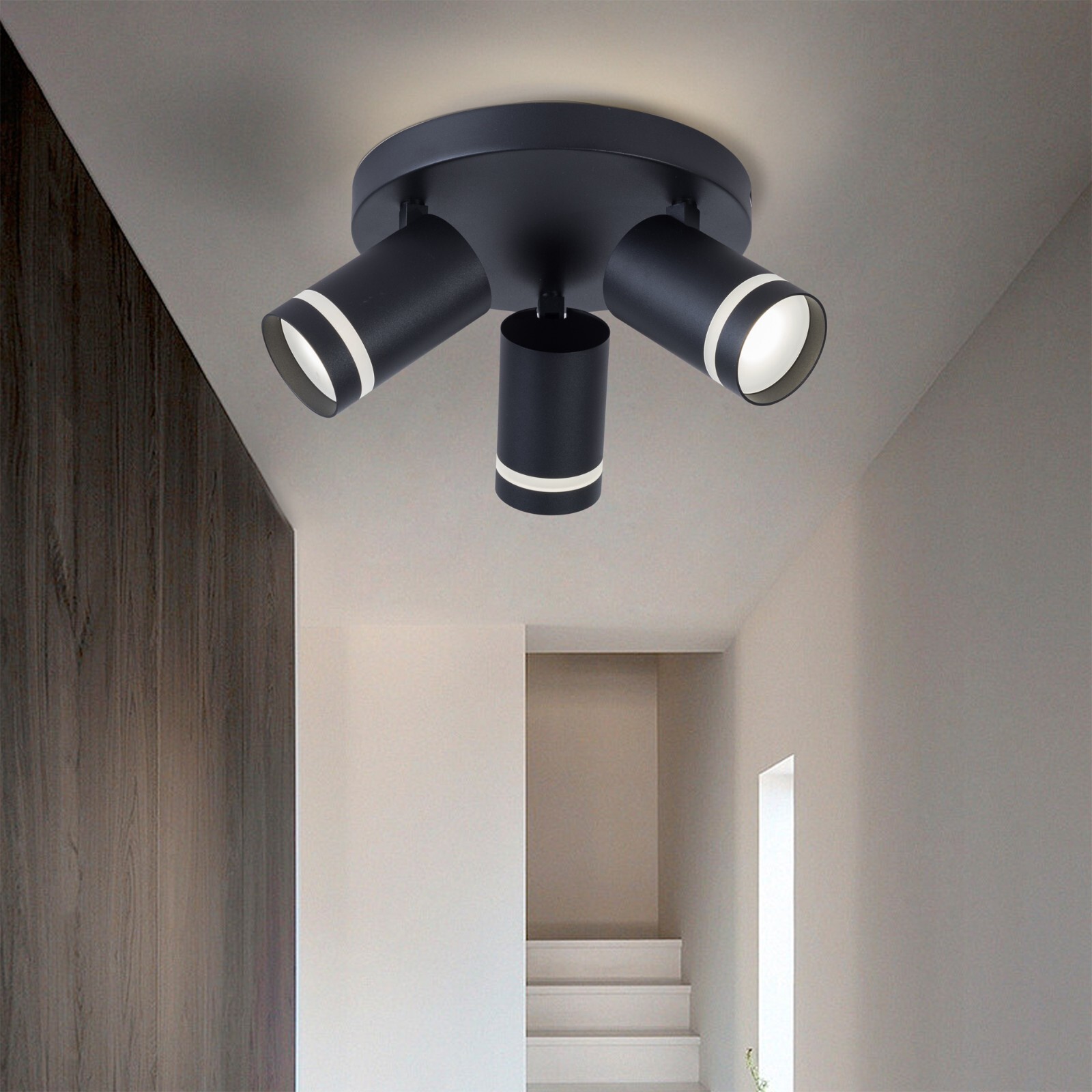 HARPER LIVING Modern Spotlights with Frosted Cover (3 Light Spotlight, Black)