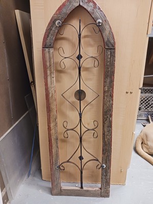 Arched Wood Metal Gothic Window Frame, Distressed, Rustic Wall Decor
